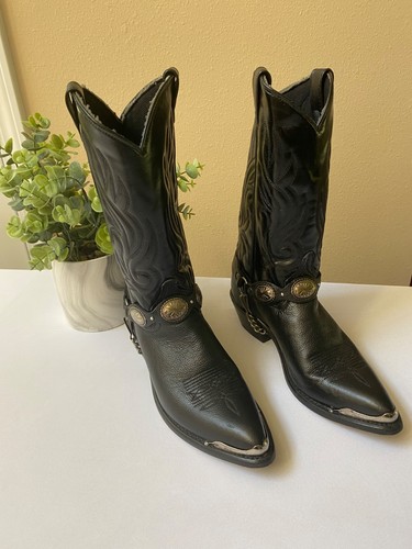 Black cowhide concho strap - concho,