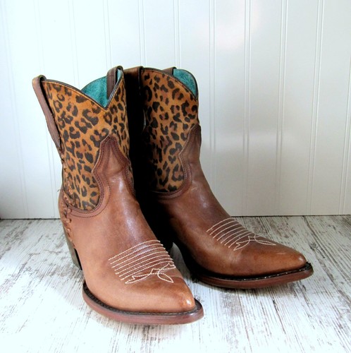 Corral brown leather - corral, w/leopard