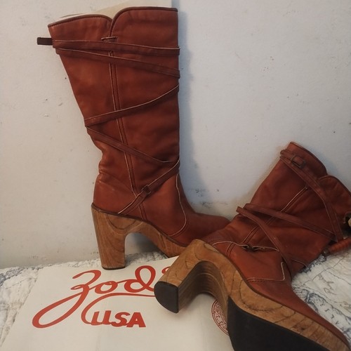 Vtg zodiac boots stacked - boots, heel